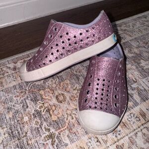 Native Shoes Glittery Purple Kids Sneakers